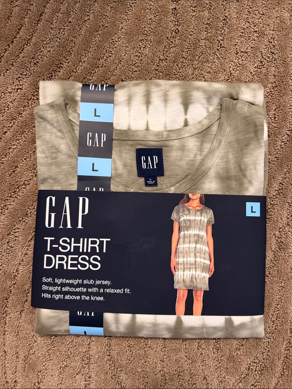 GAP Olive Green Tie-Dye T-Shirt Dress